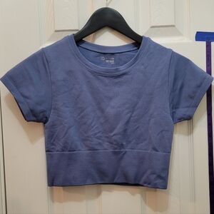 Offline By Aerie Cropped Crewneck Tee - Dusty Blue